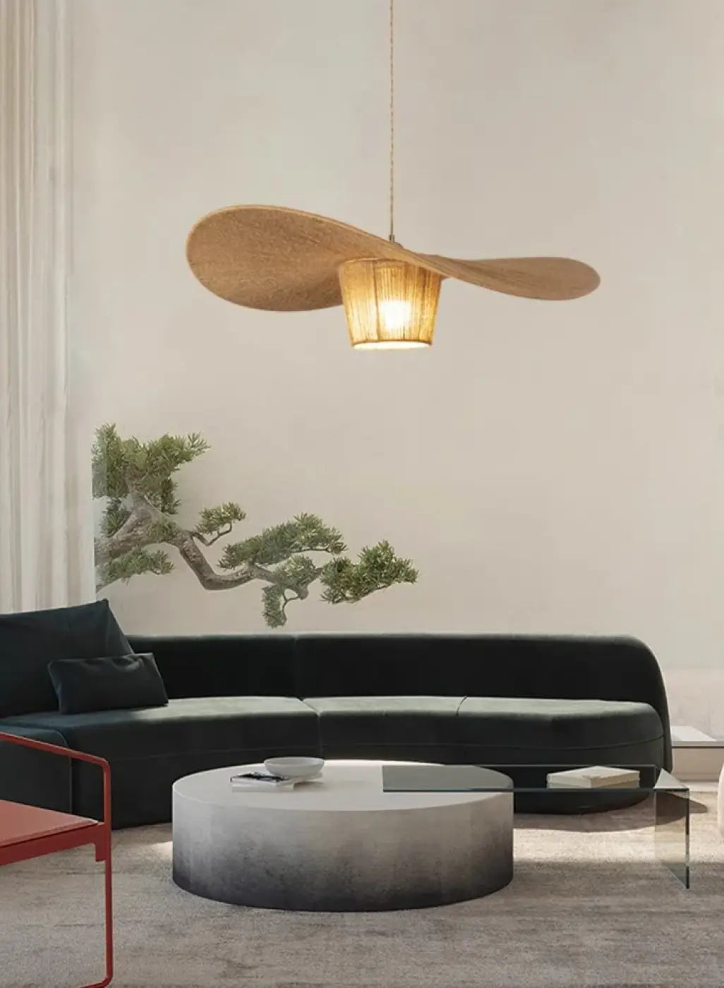 Lampe Suspendue en Rotin Forme Aile