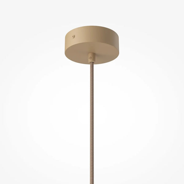 Détail du globe verre et base travertin de la suspension Tavo