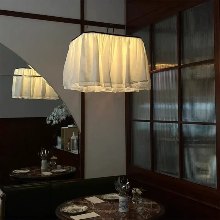 Lampe Suspendue en Tissu Blanc Effet Voile