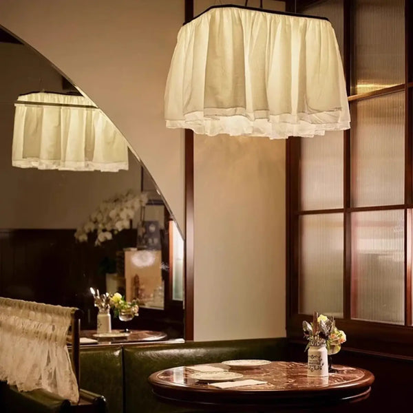 Lampe Suspendue en Tissu Blanc Effet Voile