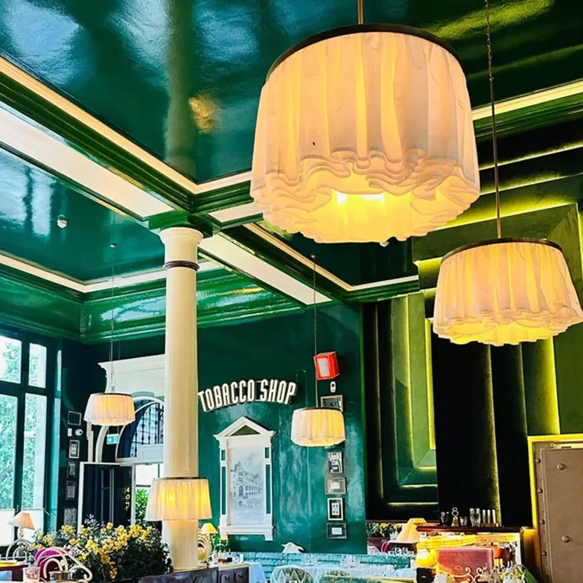 Lampe Suspendue en Tissu Blanc Effet Voile
