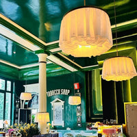 Lampe Suspendue en Tissu Blanc Effet Voile