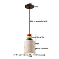 Lampe Suspendue Travertin Jaune et Bois
