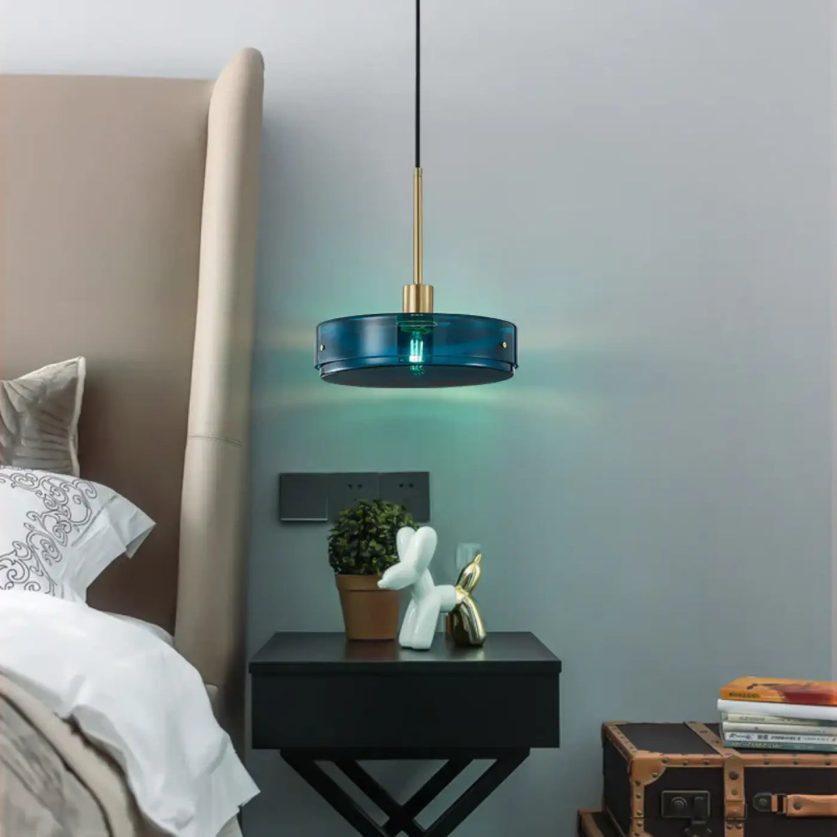 Suspension en Verre Bleu pour Salle à Manger