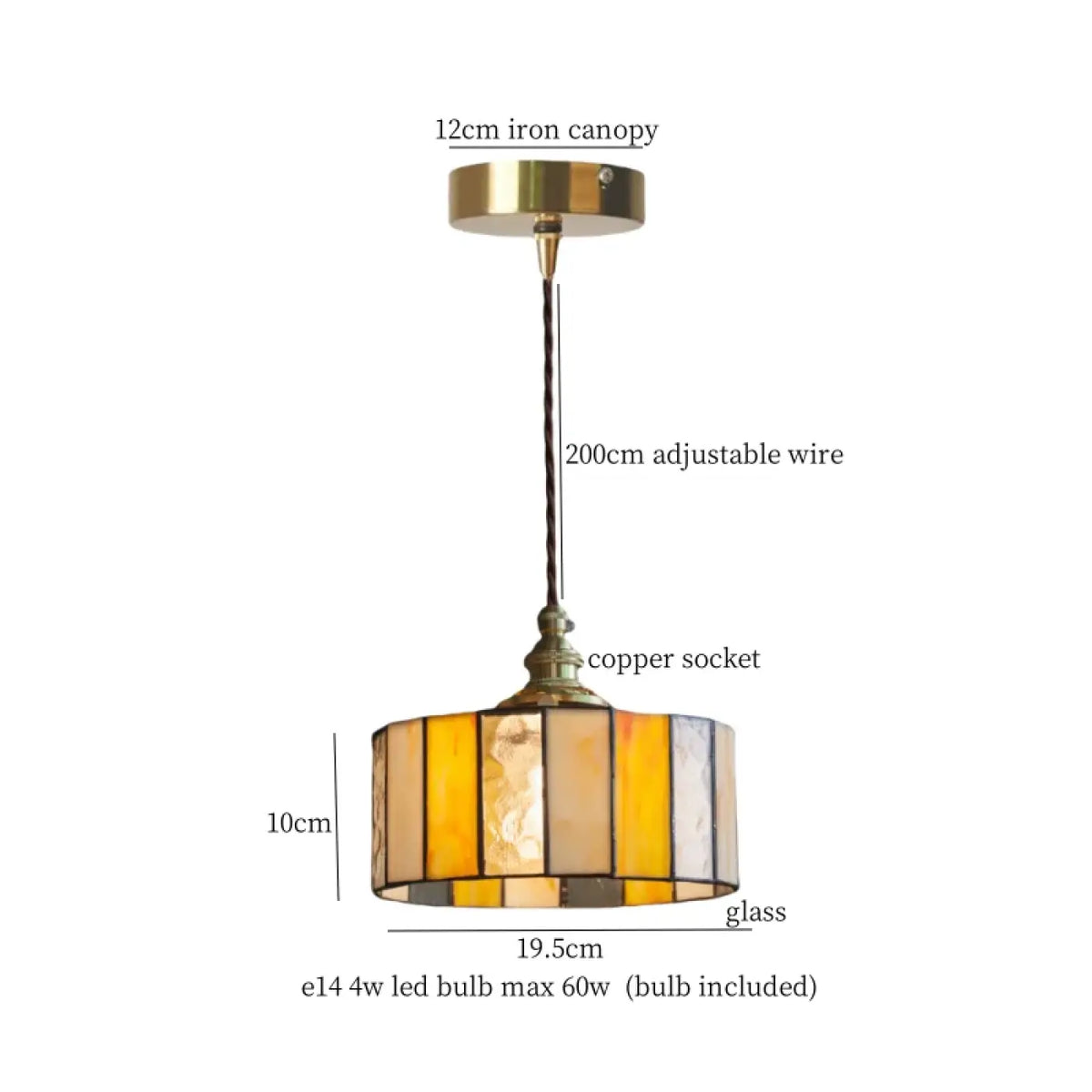Suspension Verre et Cuivre Vintage