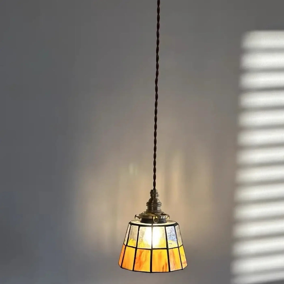 Suspension Verre et Cuivre Vintage