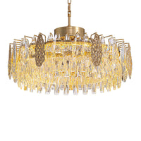 Lustre Rond Cristal Doré Télécommandé