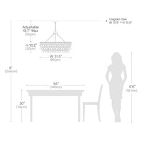 Lustre Rond Cristal Salle à Manger 6 Lumières noir