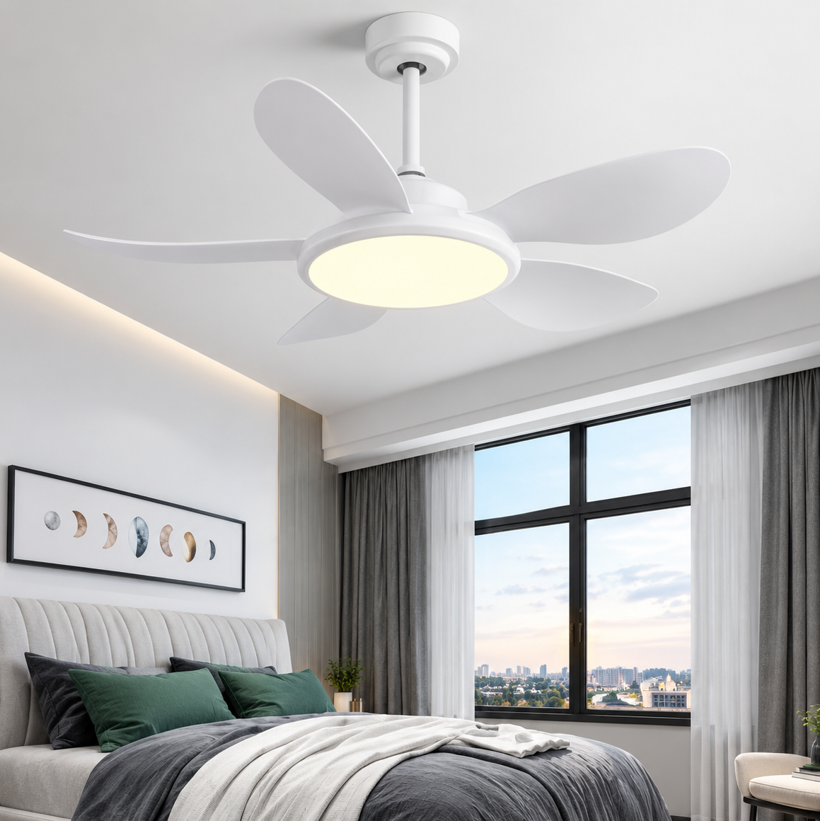 Ventilateur de Plafond LED Rond Effet Bois