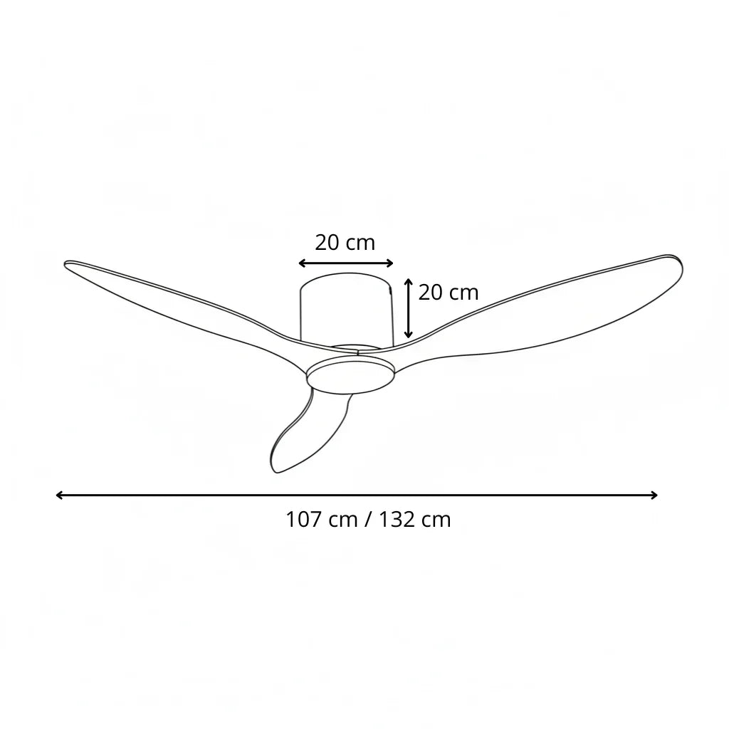 Plafonnier Ventilateur Silencieux Bois Clair et Blanc dans une chambre