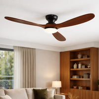 Plafonnier Ventilateur Silencieux Bois Massif Foncé LED vu de face