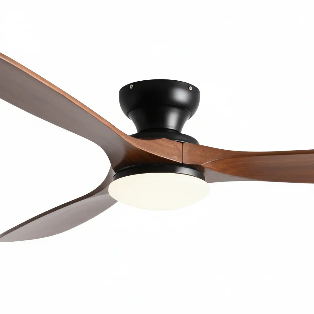 Plafonnier Ventilateur Silencieux Bois Massif Foncé LED - dimensions