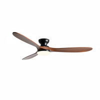 Plafonnier Ventilateur Silencieux Bois Massif Foncé LED installé dans un salon