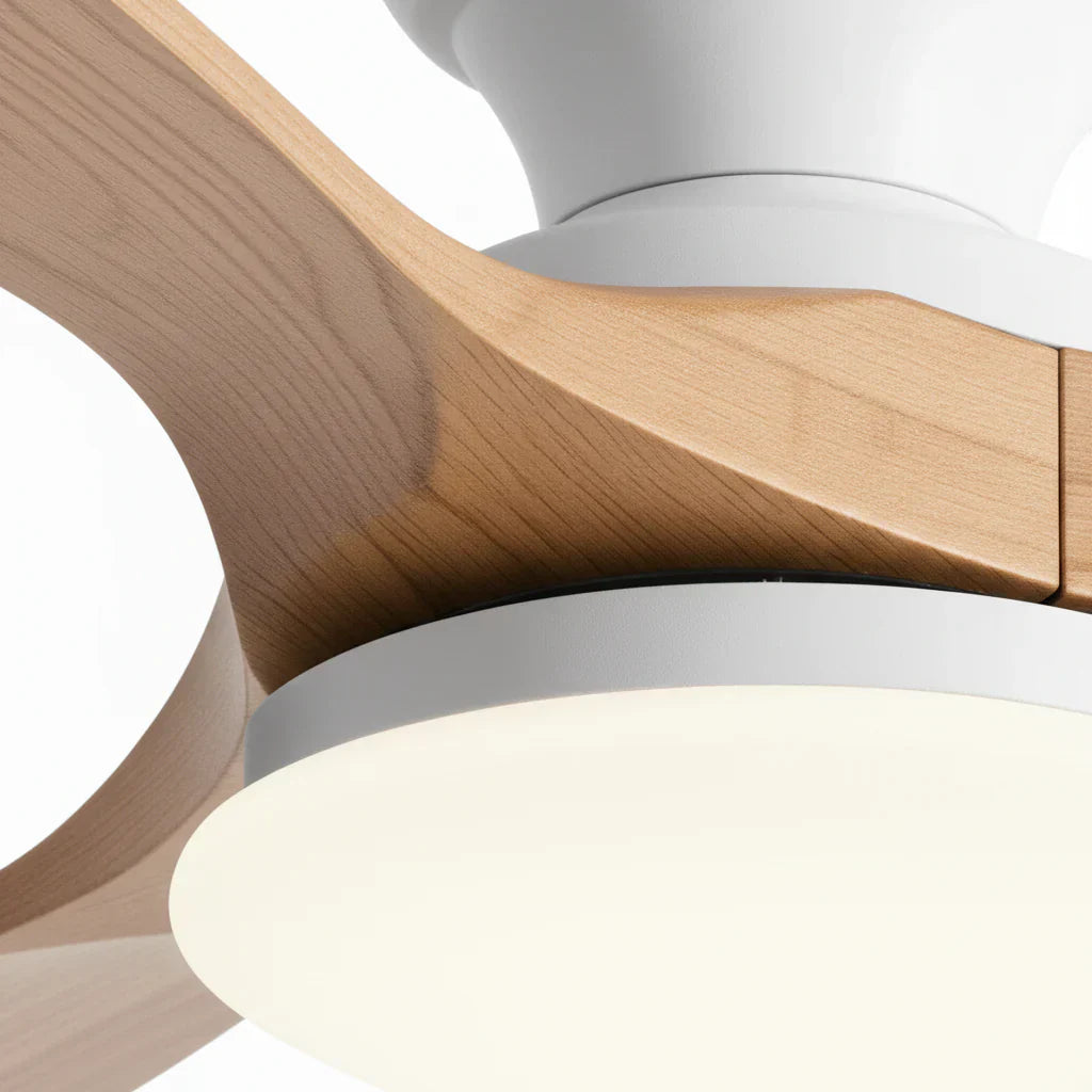 Plafonnier Ventilateur Silencieux Bois Naturel Moderne LED - dimensions