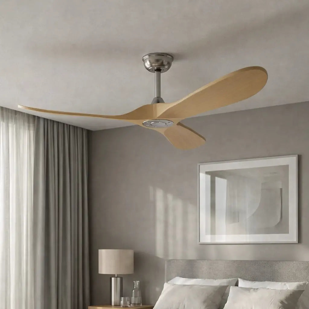 Plafonnier Ventilateur Silencieux Bois Clair Vintage vue de détail
