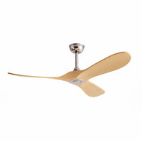 Plafonnier Ventilateur Silencieux Bois Clair Vintage installé dans un salon