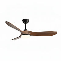 Plafonnier Ventilateur Silencieux Bois Foncé et Noir LED installé dans un salon