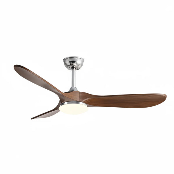 Ventilateur de Plafond Silencieux Bois Foncé LED installé dans un salon