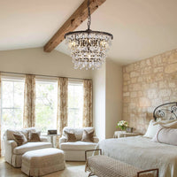 Lustre Rond Cristal Gouttes Vintage