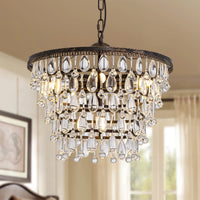 Lustre Rond Cristal Gouttes Vintage