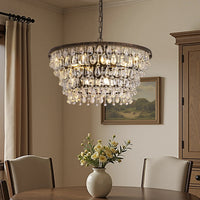 Lustre Rond Cristal Gouttes Vintage