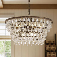 Lustre Rond Cristal Gouttes Vintage