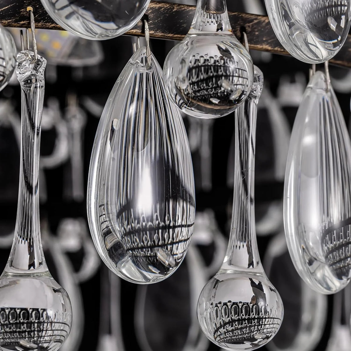 Lustre Rond Cristal Gouttes Vintage