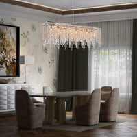 Lustre Rectangulaire Cristal Argenté Linéaire