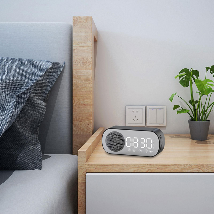 ZÉNIO | Réveil Miroir LED avec Bluetooth, Radio FM & Haut-Parleur Intégré